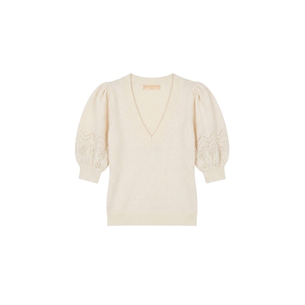 ulla johnson reina puff cashmere top