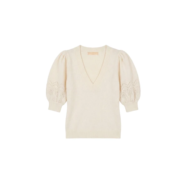 ulla johnson reina puff cashmere top