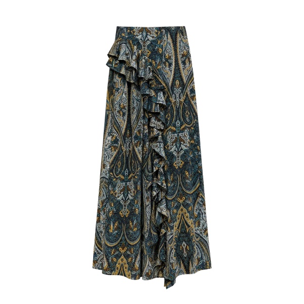 ulla johnson riele cascading ruffle silk skirt