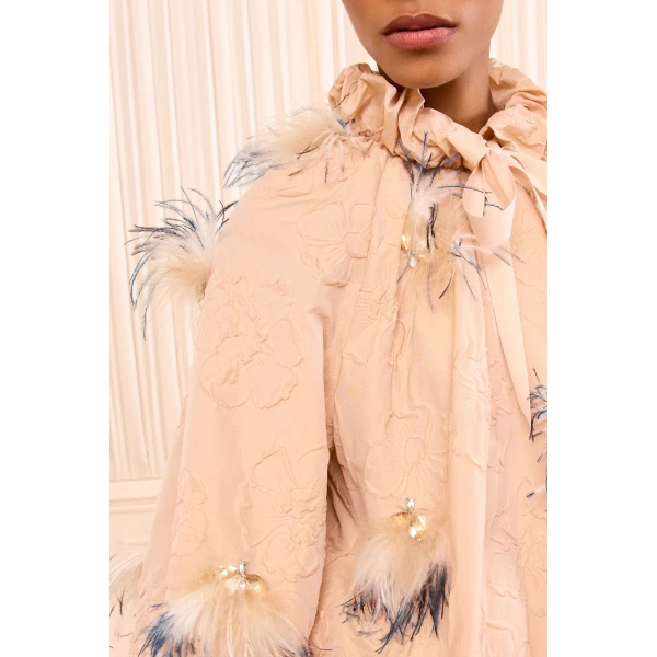 roux nylon jacket with embellishments almond
