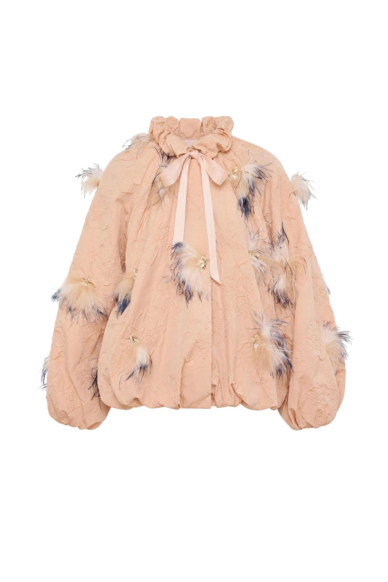 Ulla Johnson Roux Nylon Jacket with Embellishments in Almond ulla johnson roux nylon jacket with embellishments