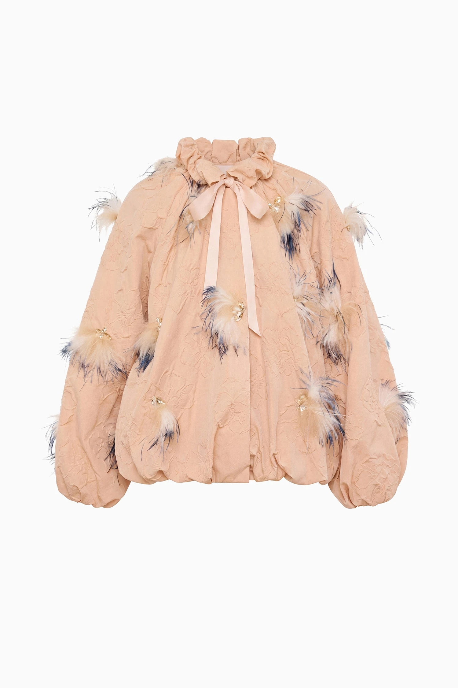 Roux Nylon Jacket with Embellishments in Almond