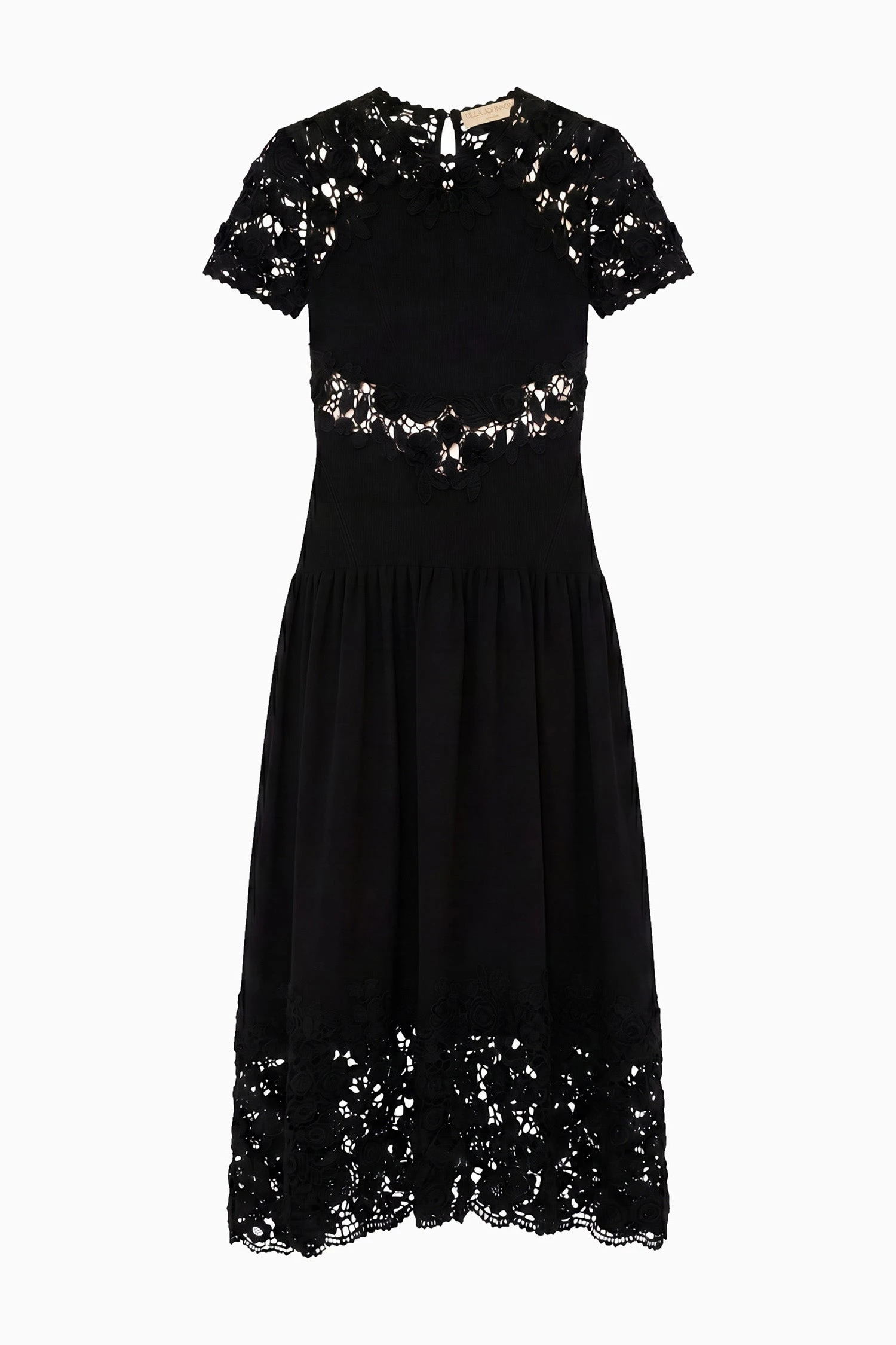 Sabrina Crochet Dress in Noir
