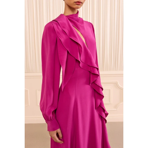 sabrina long sleeve silk dress orchid
