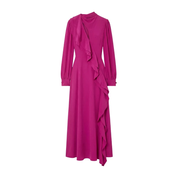 Sabrina Long Sleeve Silk Dress in Orchid