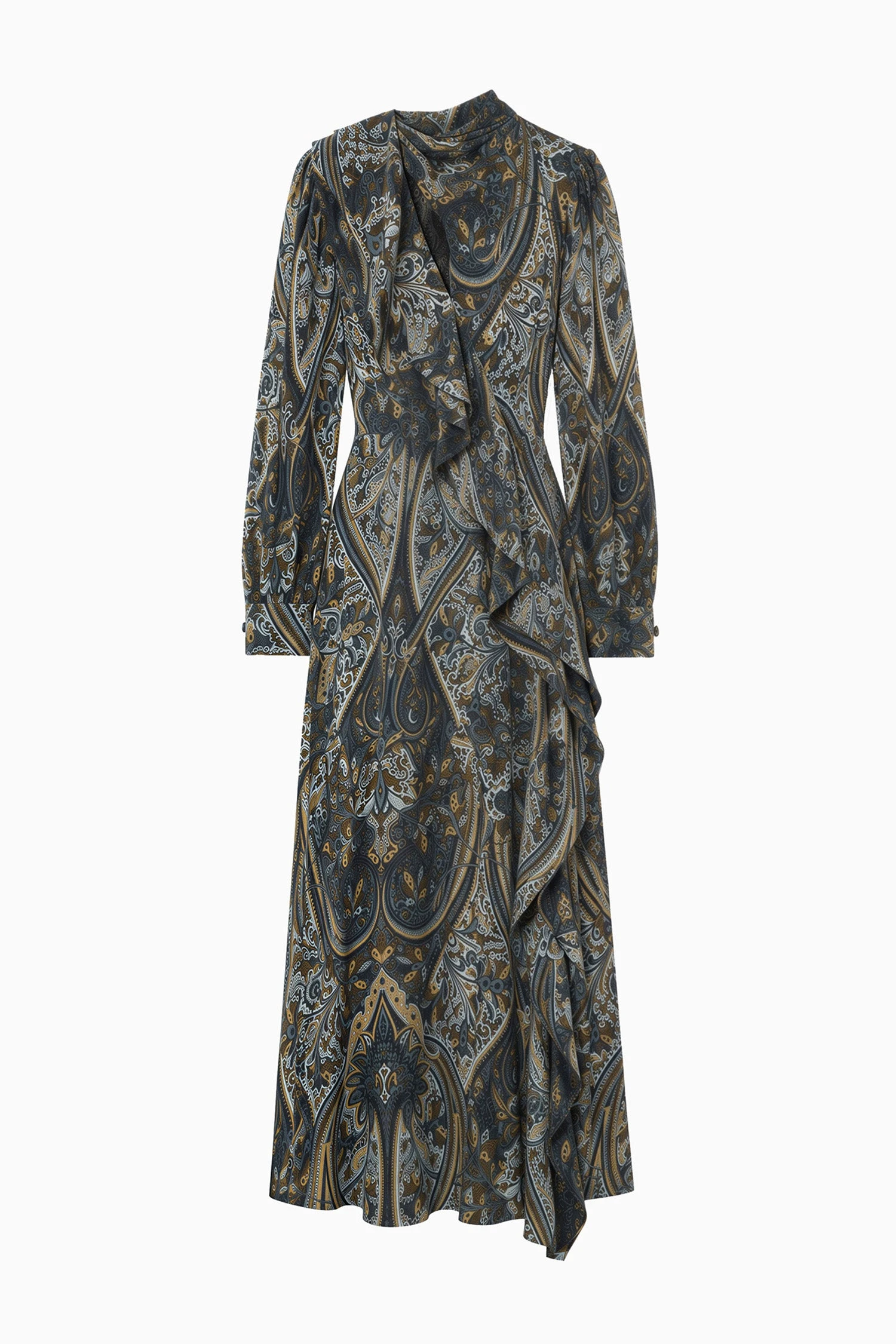 Sabrina Long Sleeve Silk Dress in Prussian