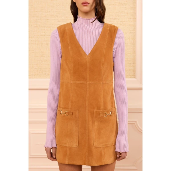 sloane suede mini dress cognac