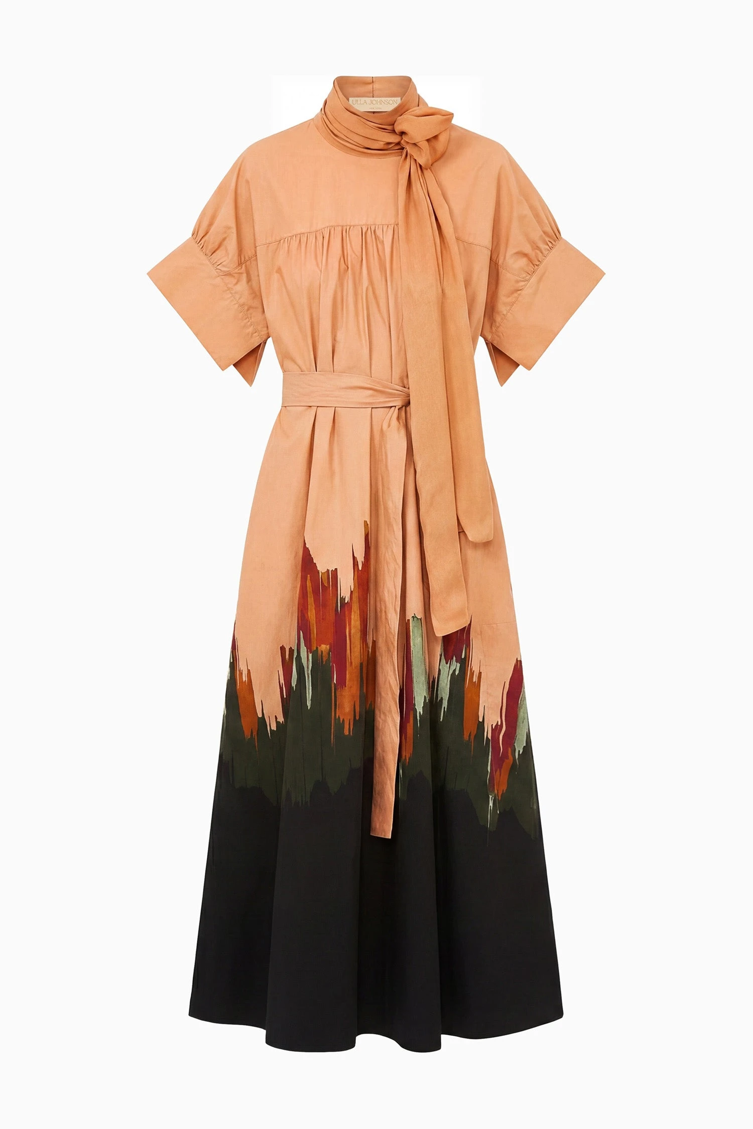 Studio Cotton Dress with Chiffon Tie in Agate