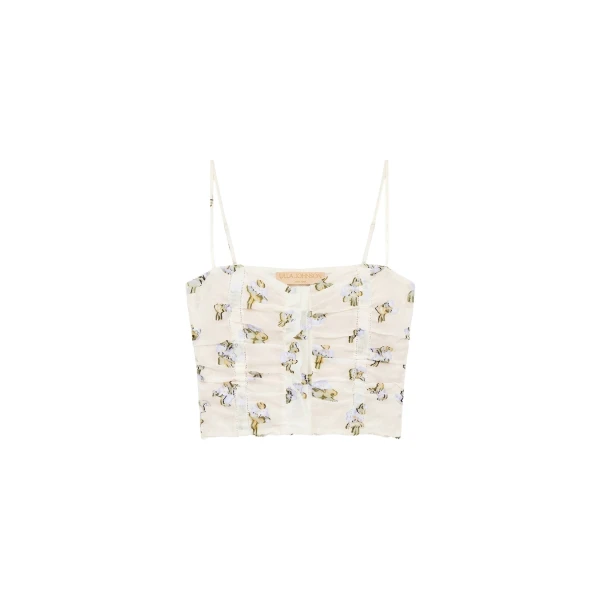 ulla johnson sylvette organza cropped bustier top