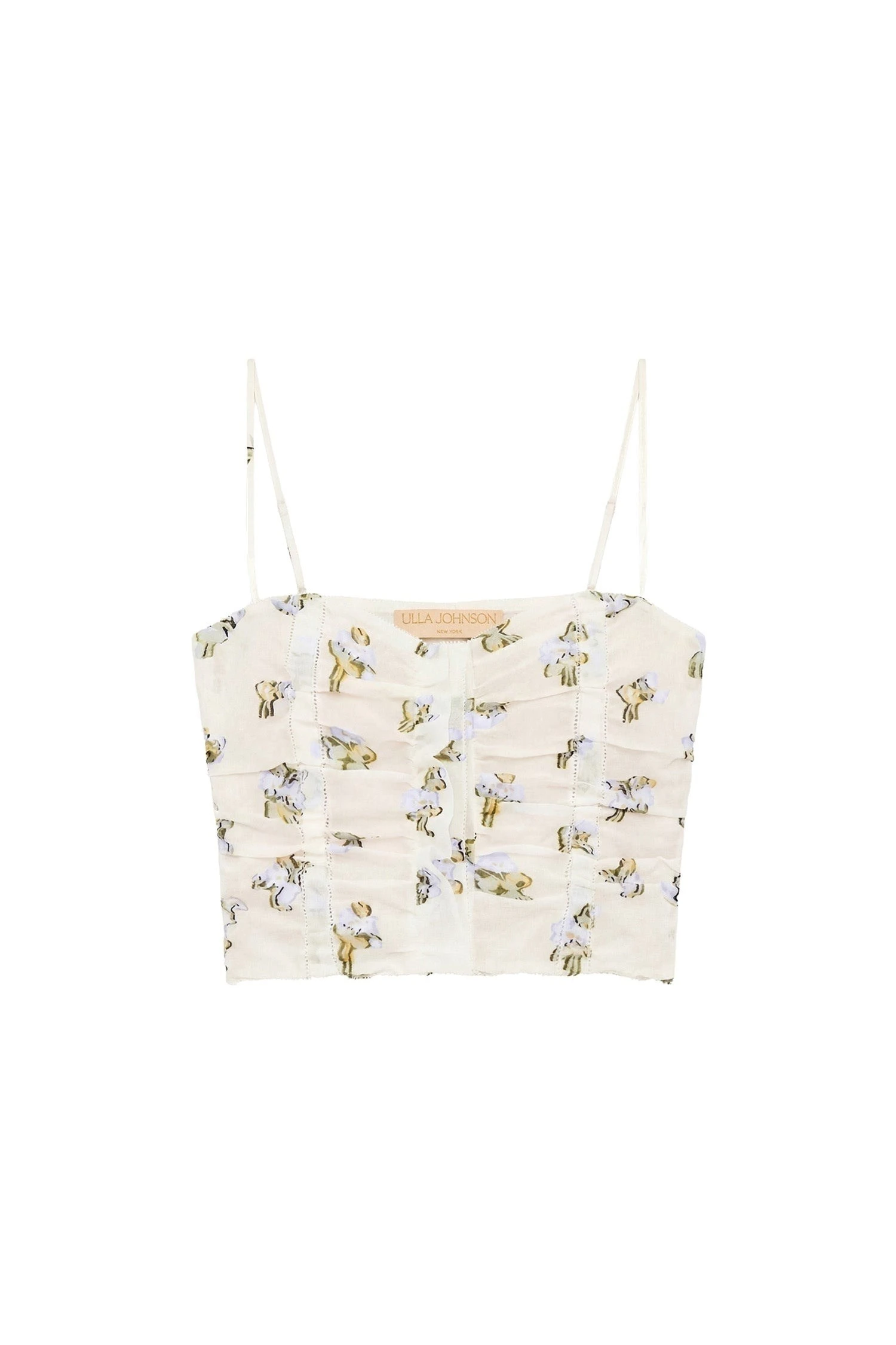 Ulla Johnson Sylvette Organza Cropped Bustier Top in Violet Leaf ulla johnson sylvette organza cropped bustier top