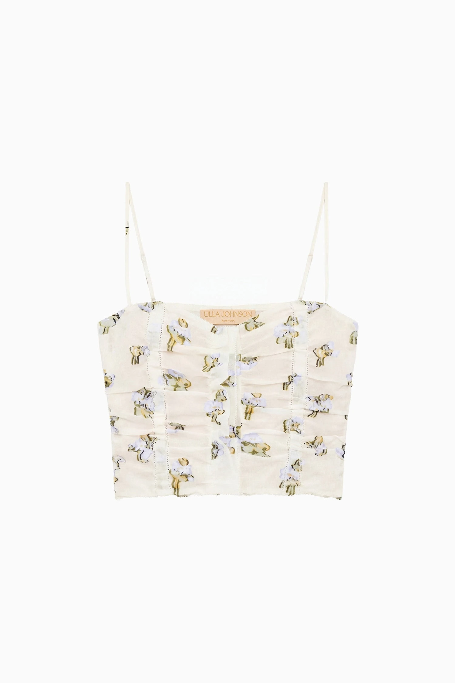 Sylvette Organza Cropped Bustier Top in Violet Leaf