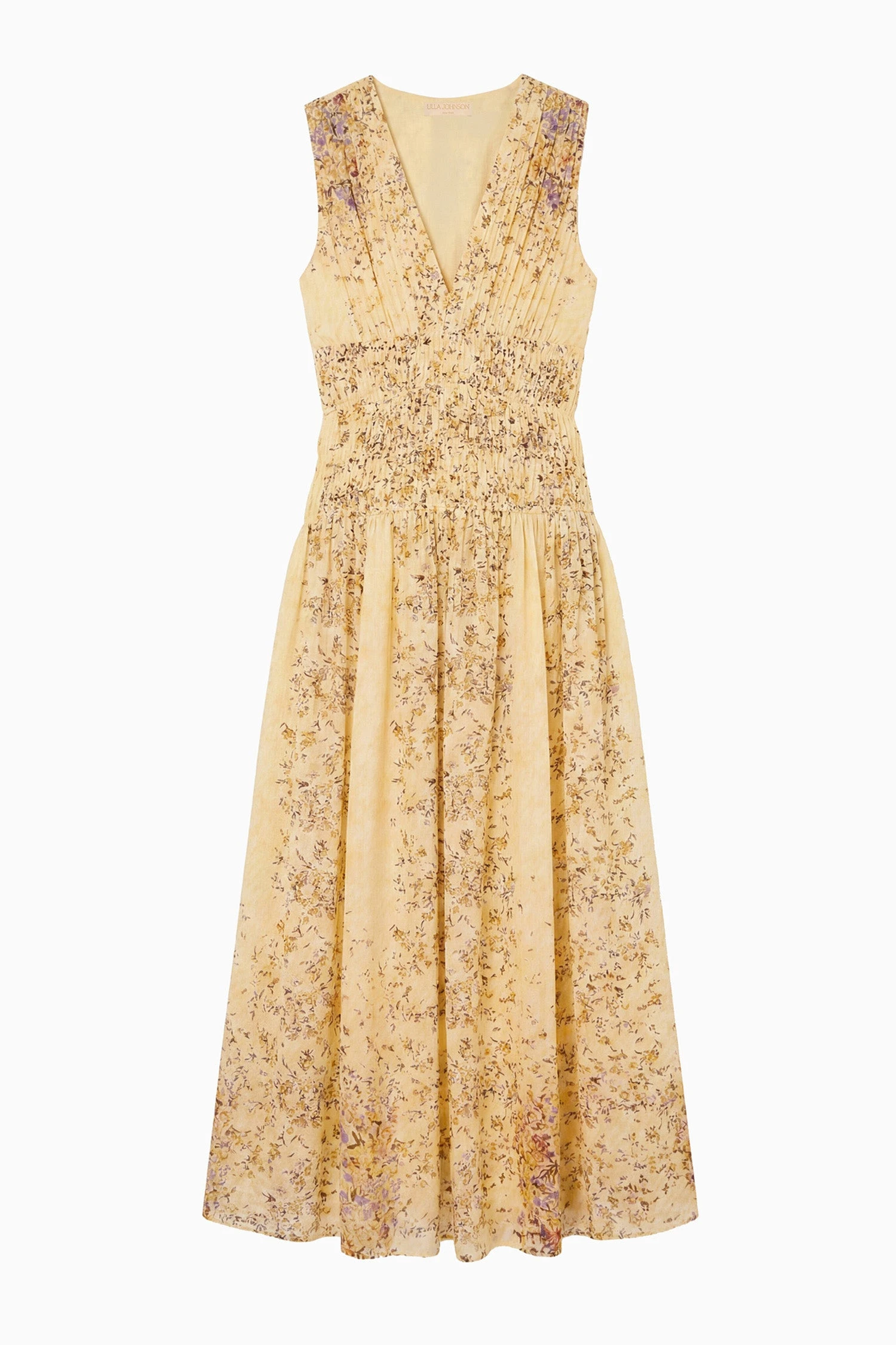 Sylvie Sleeveless Silk Dress in Forsythia