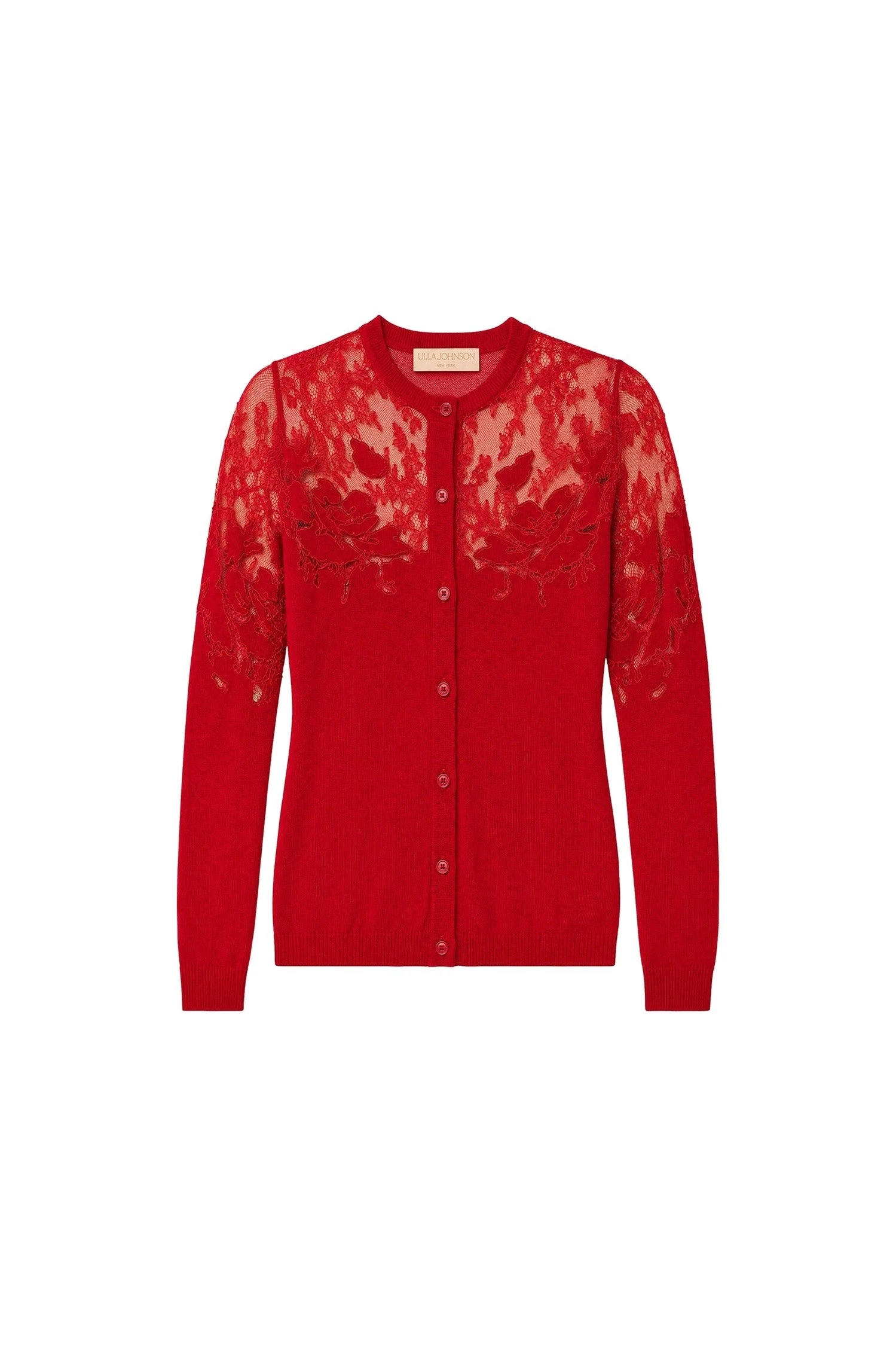 Ulla Johnson Talia Lace Cardigan in Cerise ulla johnson talia lace cardigan