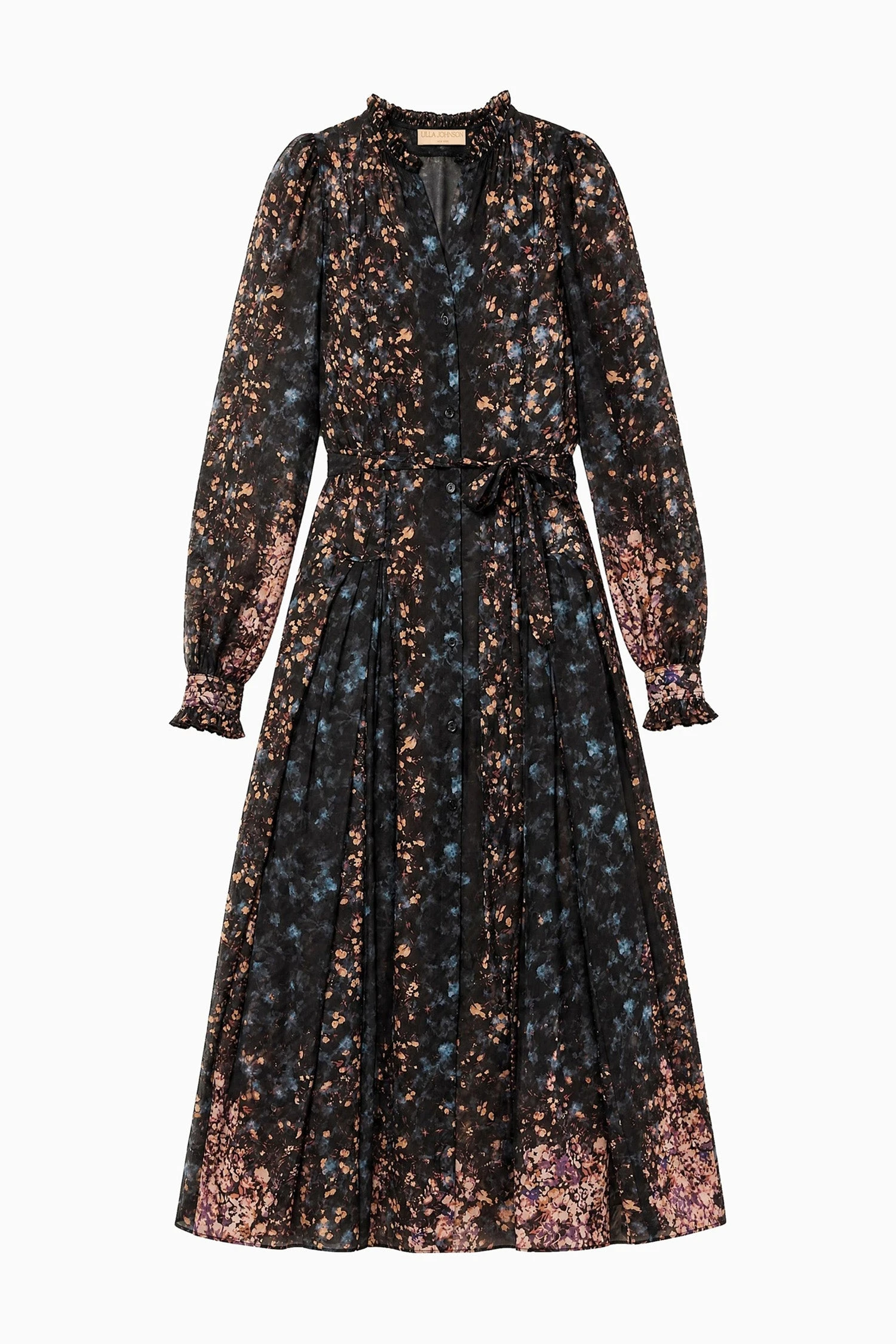 Tessa Long Sleeve Silk Dress in Eclipse