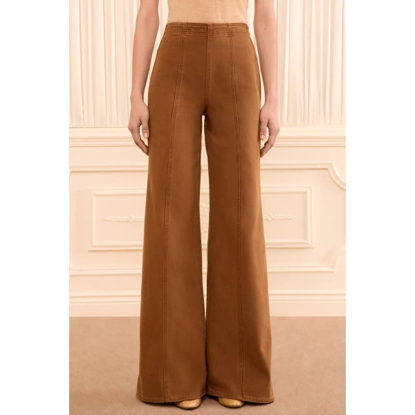 the bianca wide leg seamed jean umber
