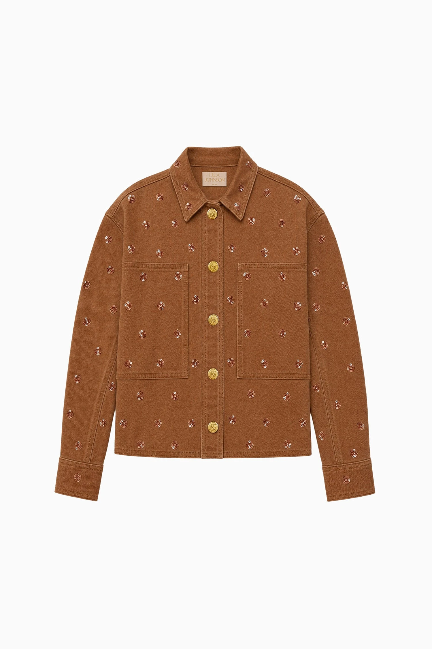 The Bobbi Embellished Denim Jacket in Embellished Umber