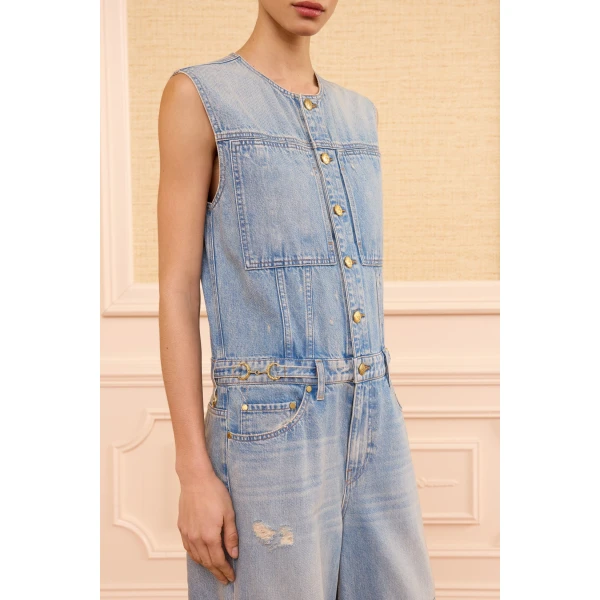 the esme denim jumpsuit distressed danube