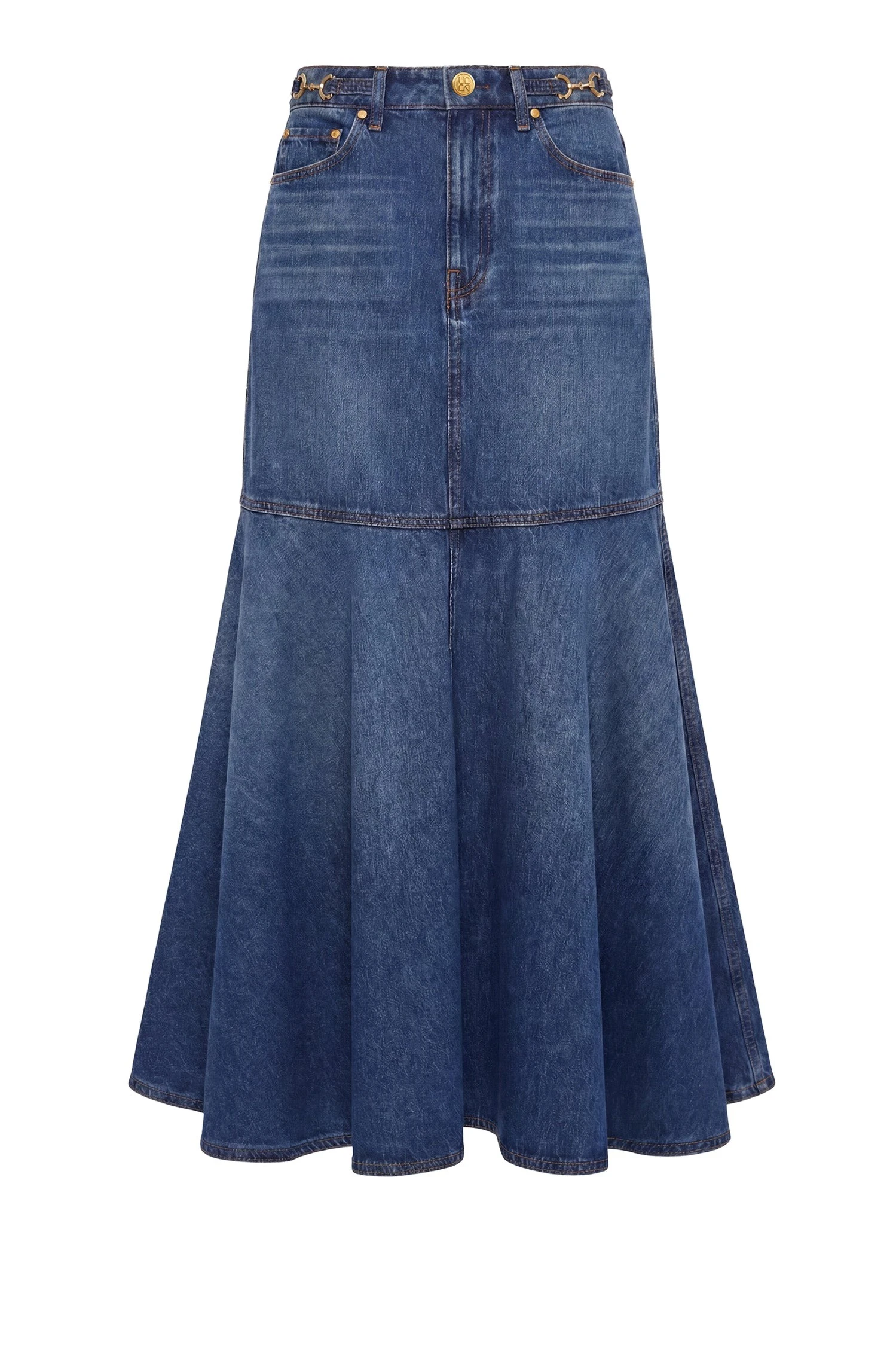 Ulla Johnson The Madelyn Denim Skirt in Nile ulla johnson the madelyn denim skirt