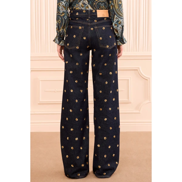 ulla johnson the willow embellished wide leg jean