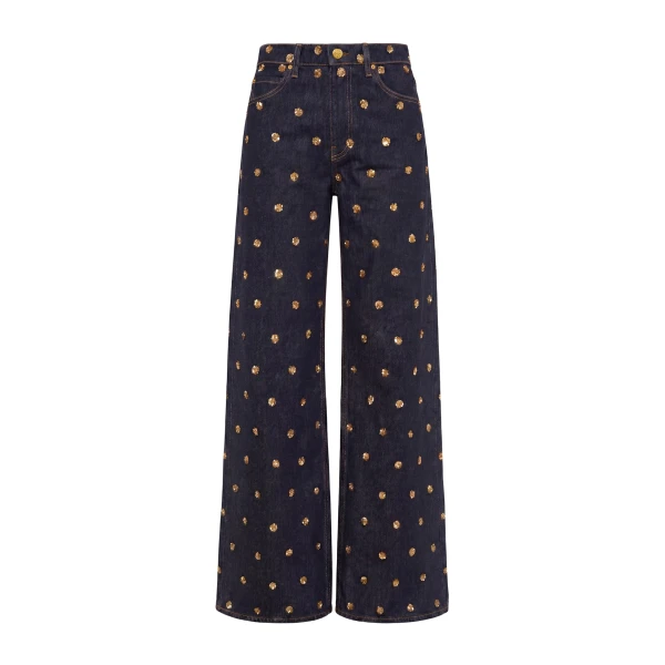 ulla johnson the willow embellished wide leg jean
