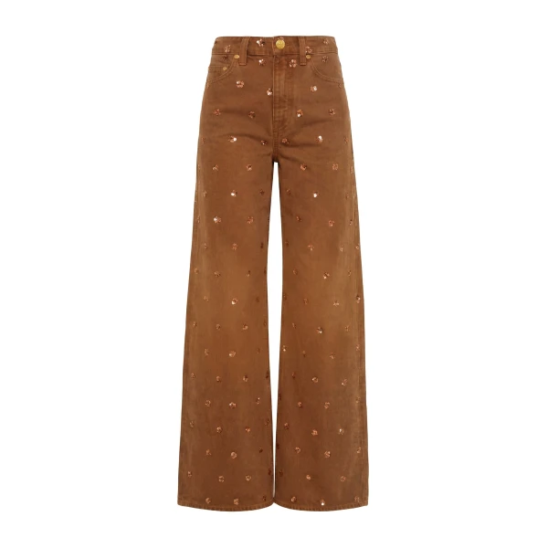 ulla johnson the willow embellished wide leg jean
