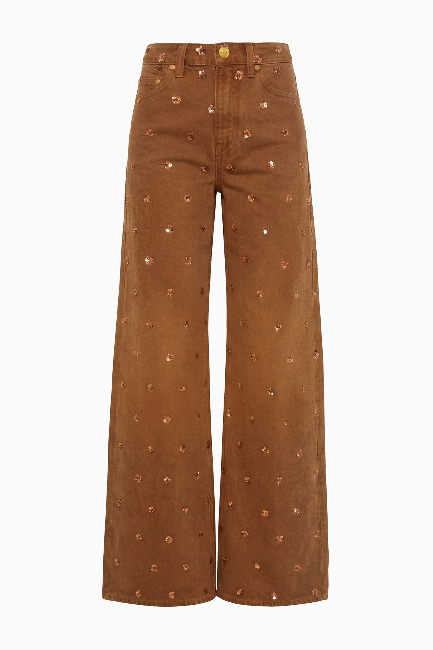The Willow Embellished Wide Leg Jean in Embellished Umber