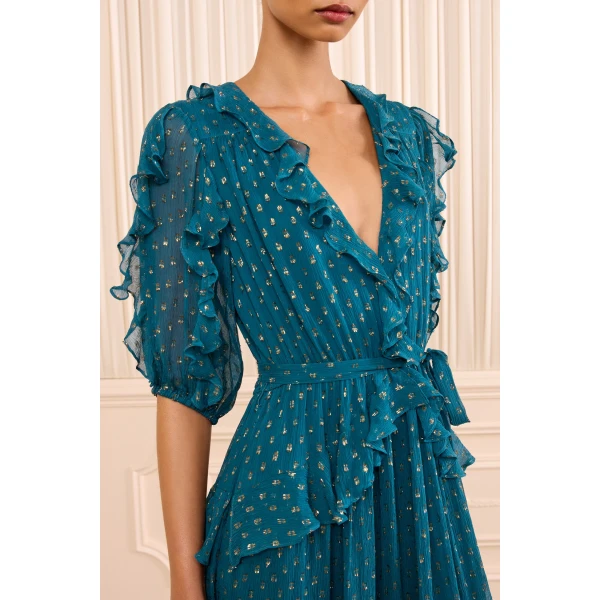tida short sleeve silk dress beryl