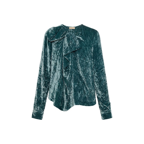 ulla johnson vesa long sleeve velvet bow blouse