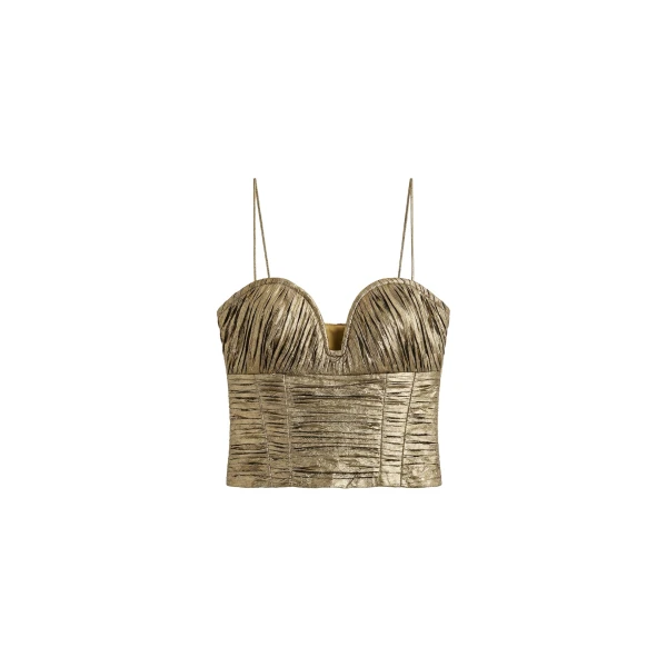 ulla johnson vina taffeta cropped bustier top