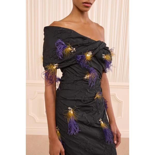 violeta off the shoulder dress with embellishment noir