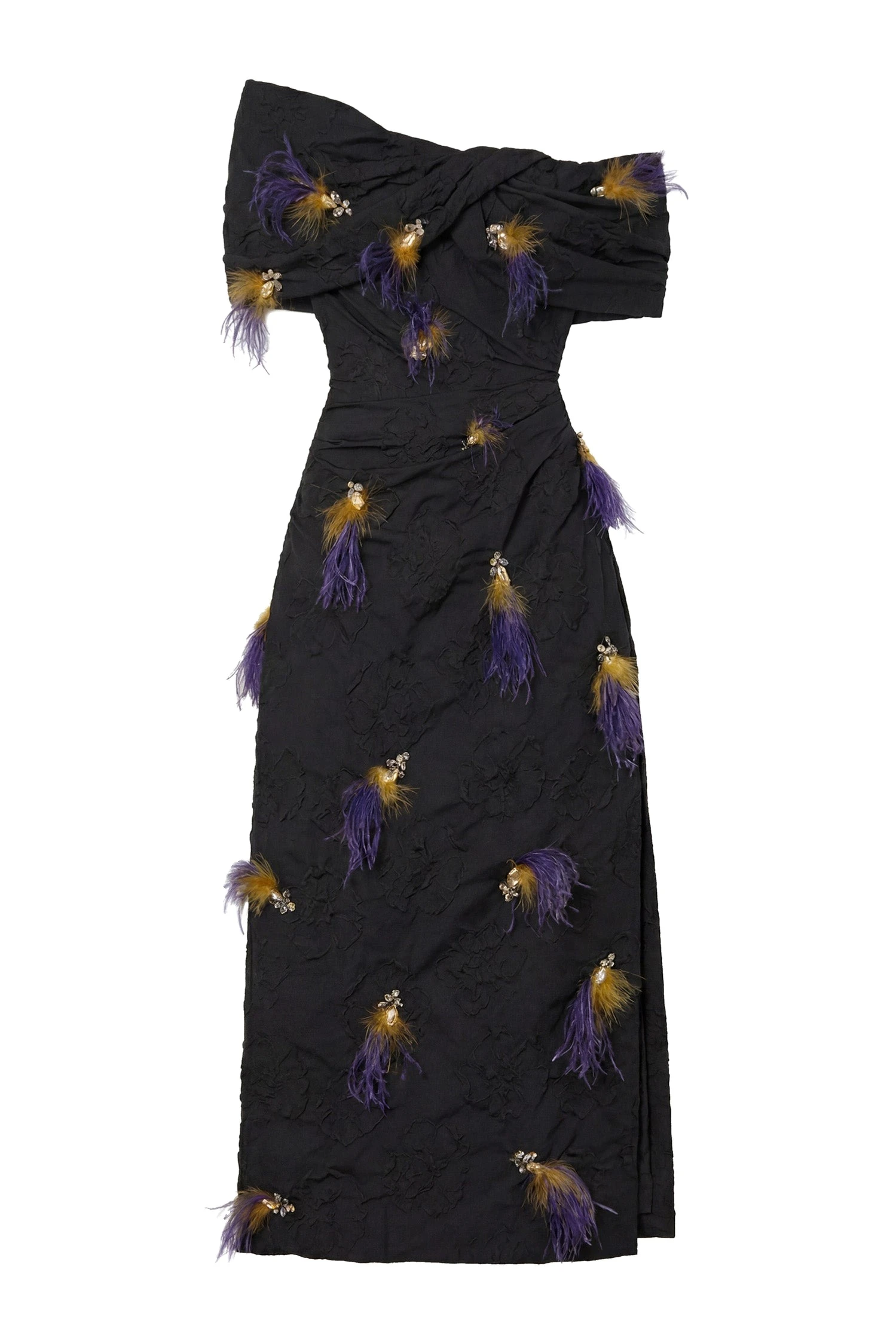 Ulla Johnson Violeta Off the Shoulder Dress with Embellishment in Noir ulla johnson violeta off the shoulder dress with embellishment