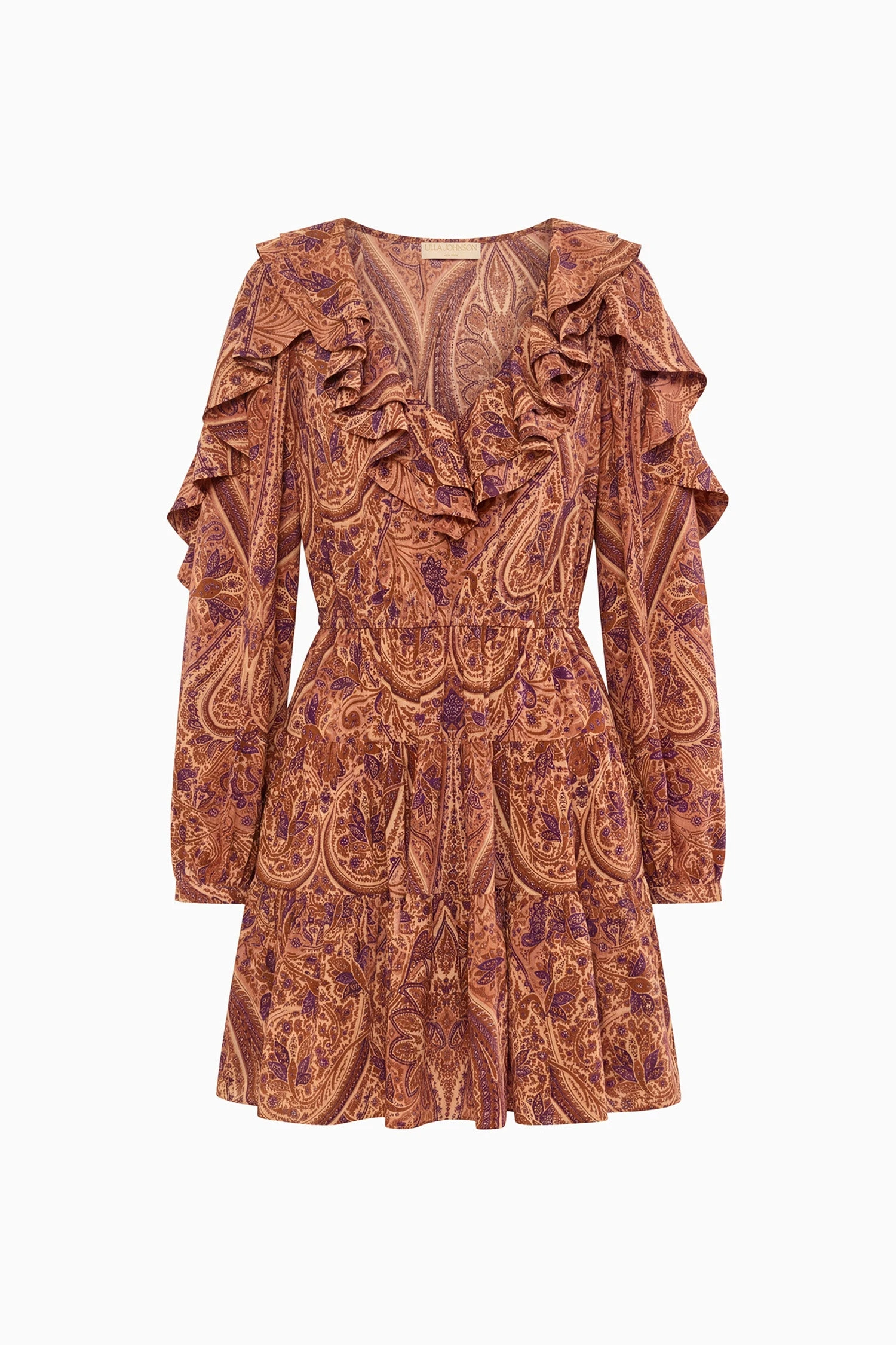 Vivi Long Sleeve Silk Mini Dress in Rosette