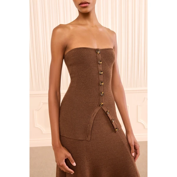 yanni strapless knit top clove