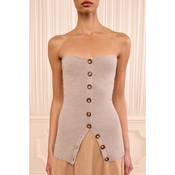 yanni strapless knit top pebble