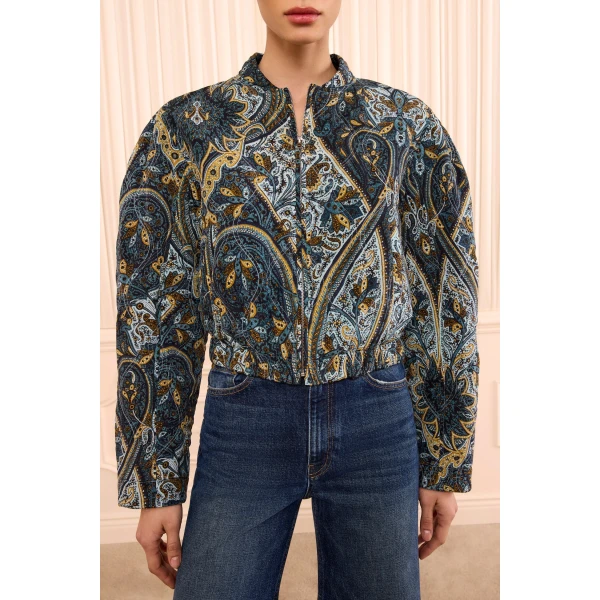 yara silk jacket prussian