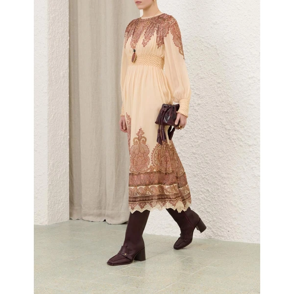 Zimmermann Ascent Smocked Midi Dress, view 2