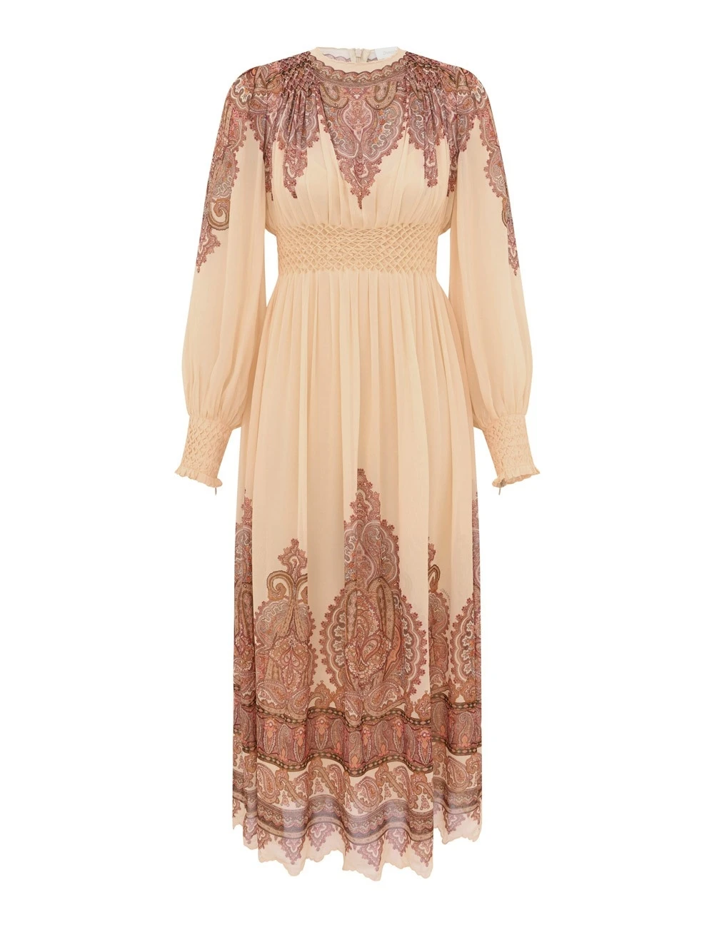 Zimmermann Ascent Smocked Midi Dress | Ready to Wear Collection Luxury Shoes Zimmermann Ascent Smocked Midi Dress