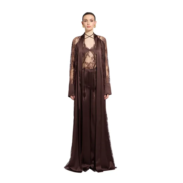 Zuhair Murad Lace & Satin Coat - Coats - Lebanese Haute Couture and Evening Gowns at Luxury Shoes 