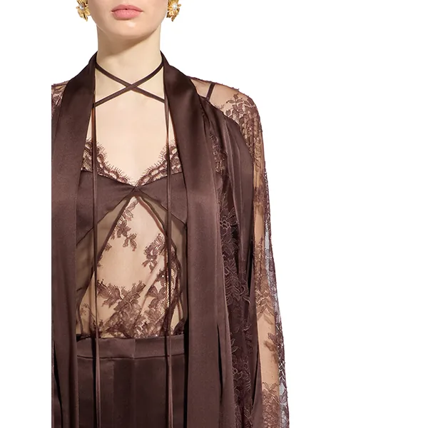 Zuhair Murad Lace & Satin Coat - Coats - Lebanese Haute Couture and Evening Gowns at Luxury Shoes 
