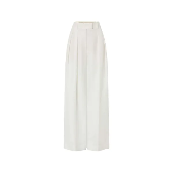 Pleat Wide Leg Pant Antique White