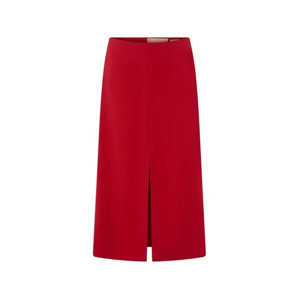 Crepe Split Front Skirt Rich Red