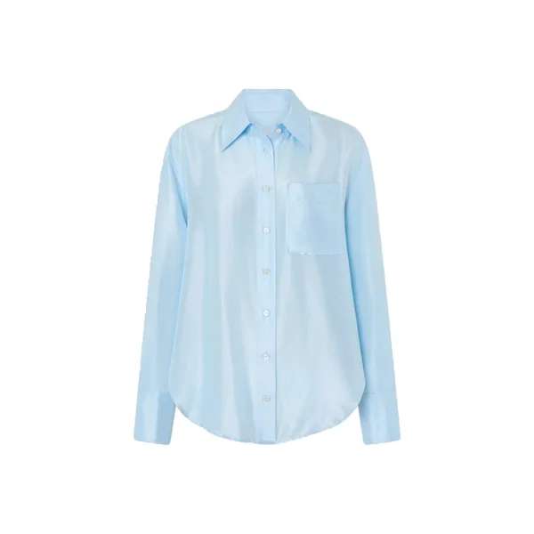 Silk Long Sleeve Shirt Cloud Blue