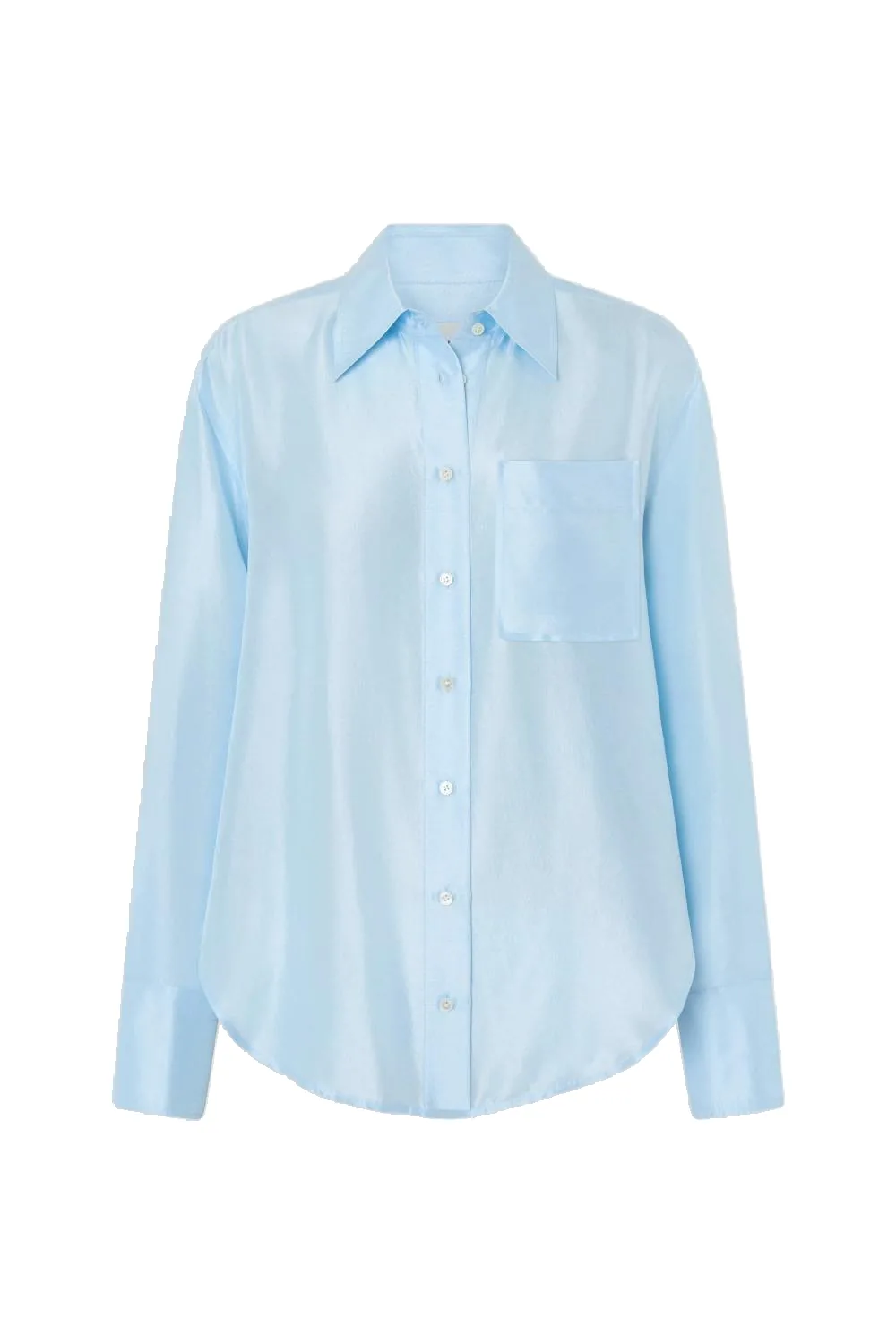 Silk Long Sleeve Shirt Cloud Blue