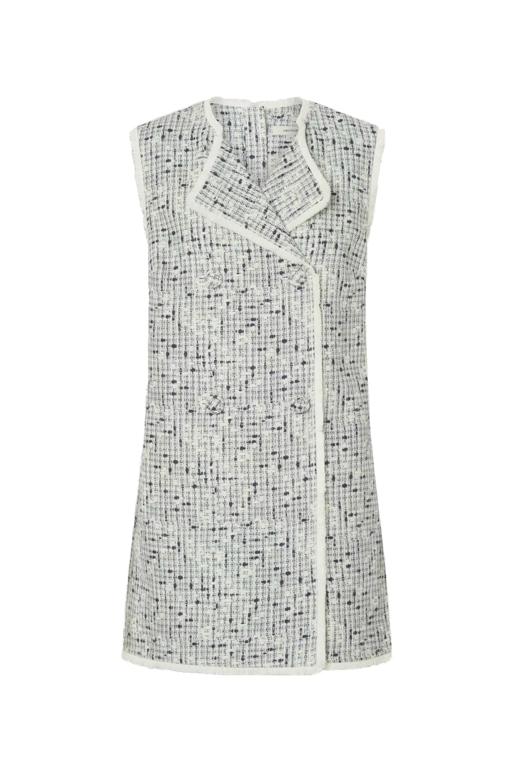 Tweed Button Shift Dress Soft Cream