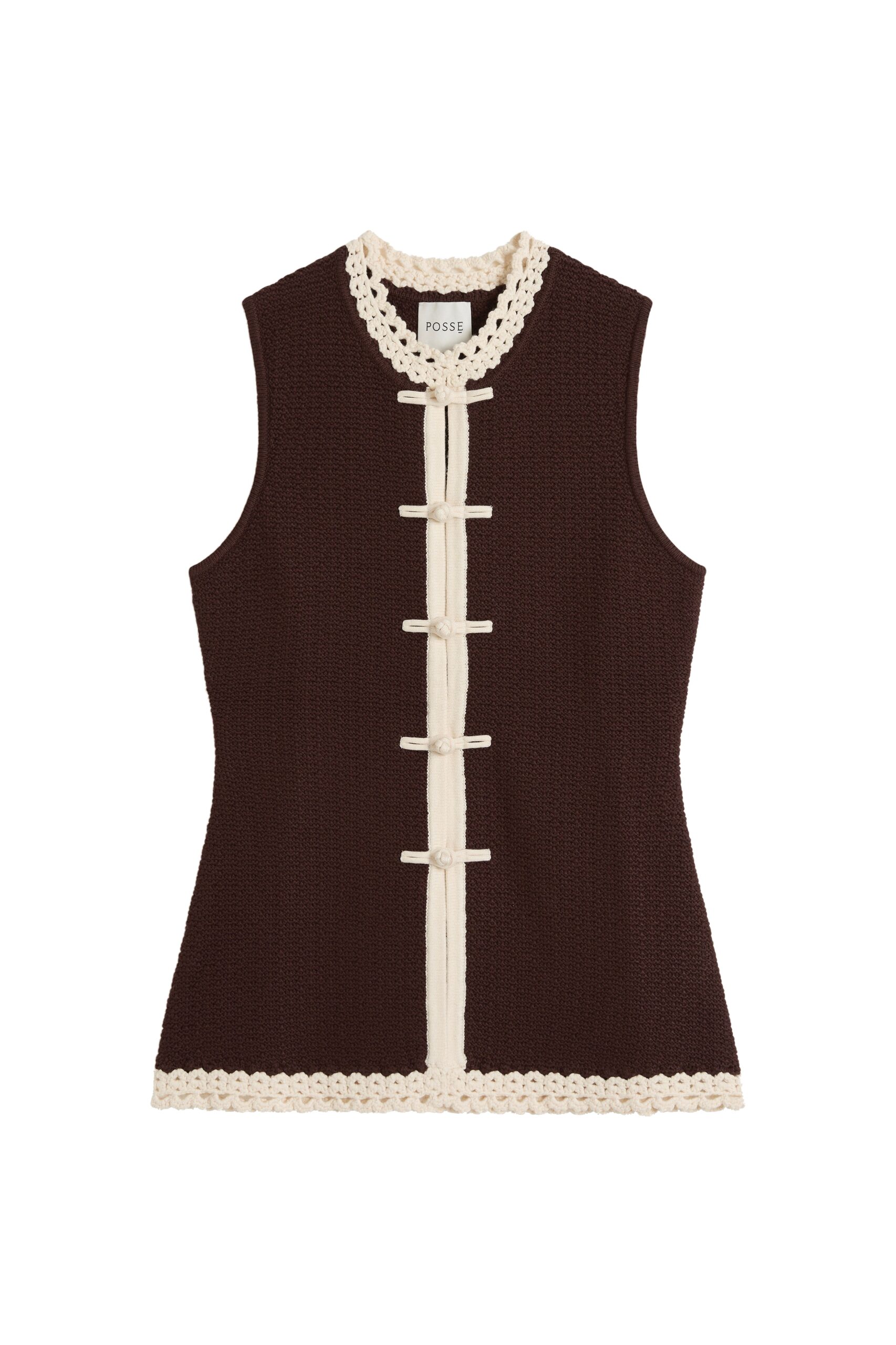 posse-Hattie-Vest-in-Chocolate-Cream-Tops-Multicolour-coveti Posse Hattie Vest in Chocolate Cream, Tops in Multicolour