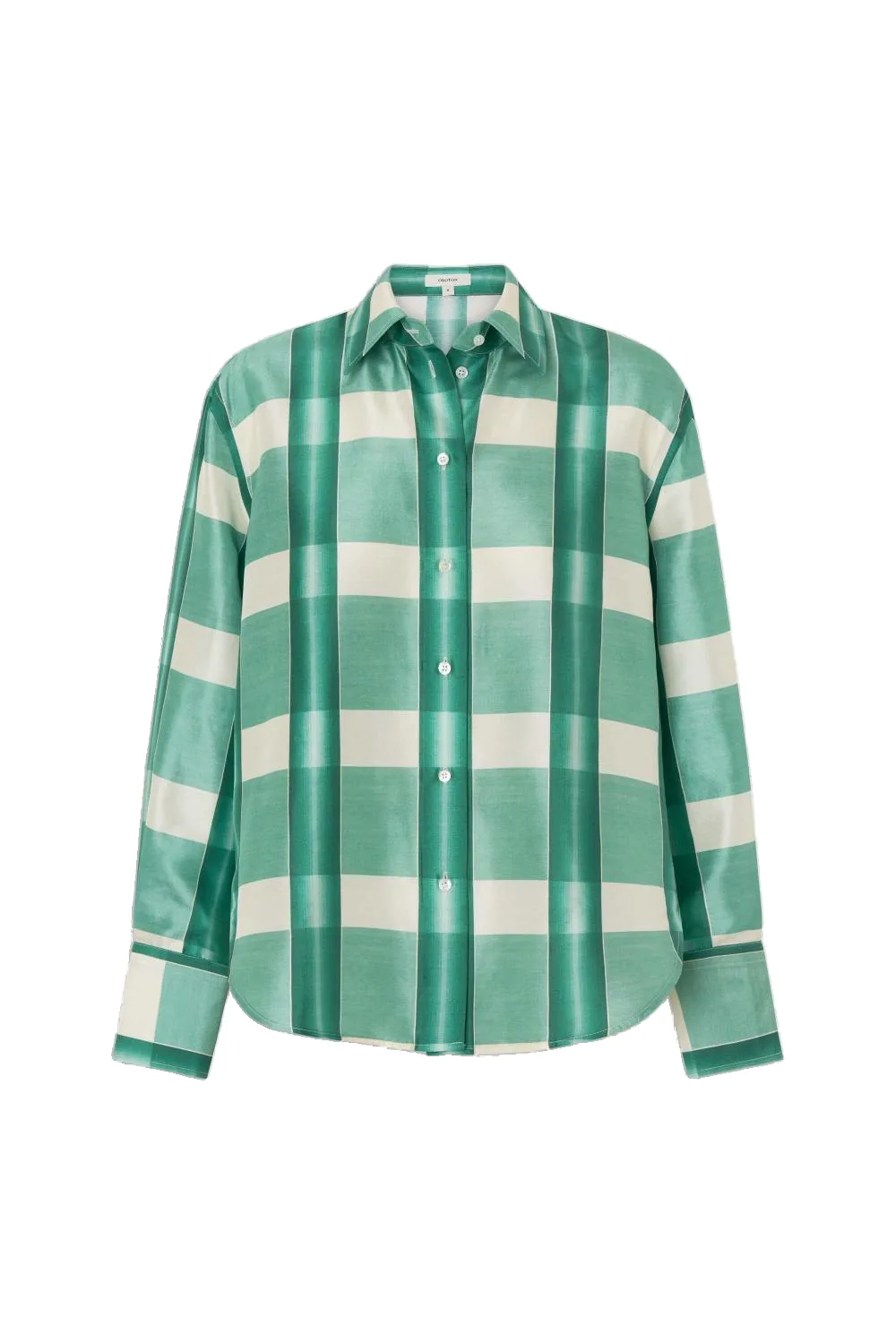 Ombre Check Silk Shirt Neptune Green