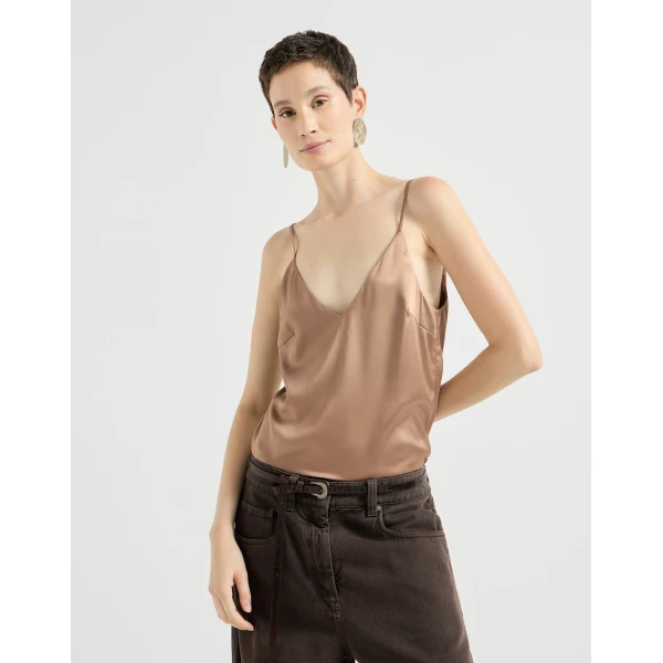 Stretch silk satin camisole