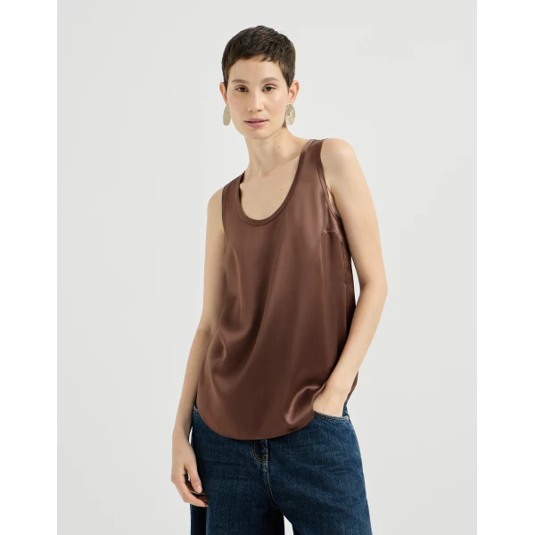 Stretch silk satin camisole