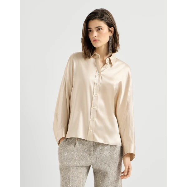 Stretch silk satin shirt