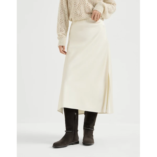 Satin cady fluid pencil skirt